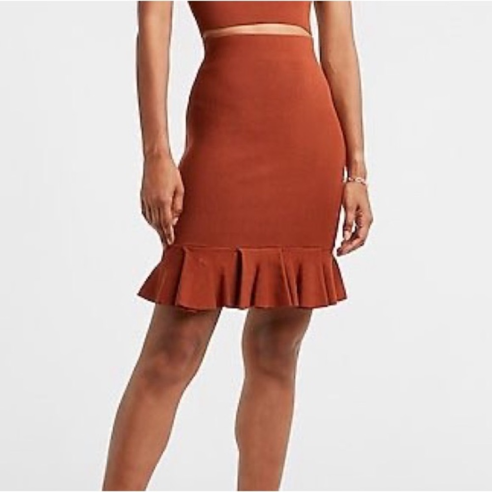 NWT Express Rust Skirt Set with Ruffle Hem - Picture 5 of 6